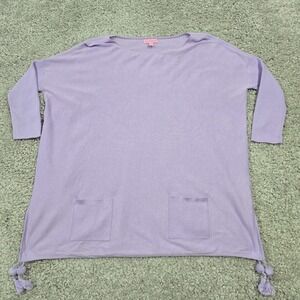 Lilly Pulitzer Elba Sweater Womens XS Purple Tassel 3/4 Sleeve‎ Beach Resort